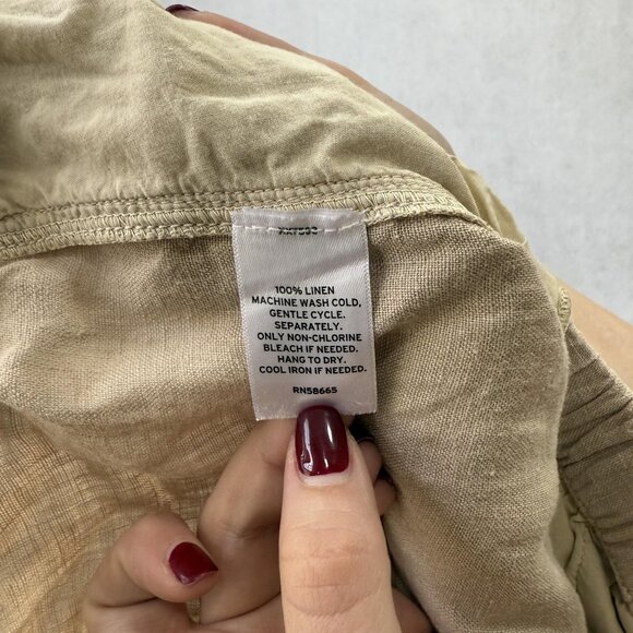 Caslon Pants Womens Medium Beige Linen Cargo Drawstring Wide Leg Pockets Relaxed - Picture 8 of 10